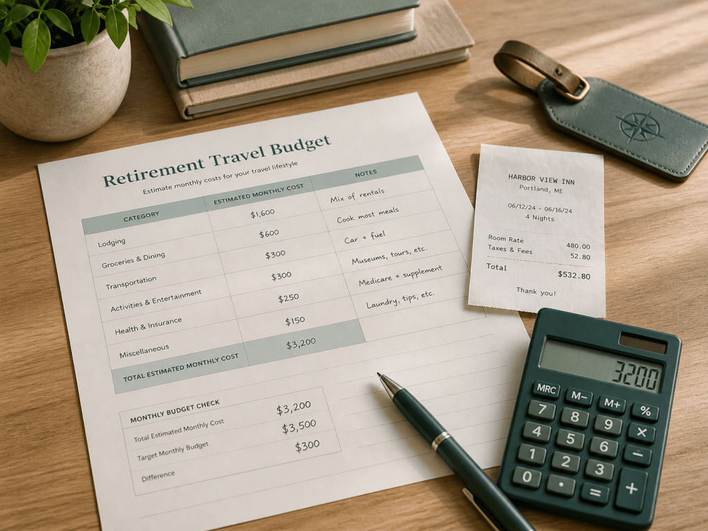 Simple retirement travel budget worksheet and calculator